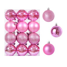 24Pcs Shatterproof Christmas Tree Balls Ornament, Pink, Compatible with Xmas Trees, Holiday/Wedding Decor