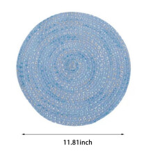 Classic Woven Tabletop Collection, Indoor/Outdoor Placemat Set, Round,4 Piece,Blue