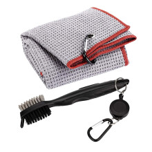 Handdoek met karabijnhaak en borstel voor accessoires, grijs
