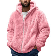Manteau à capuche polaire pour homme, rose A, taille XL