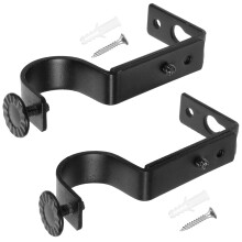 Set of 2 Adjustable Metal Curtain Rod Brackets for Wall Mounting in Bedroom