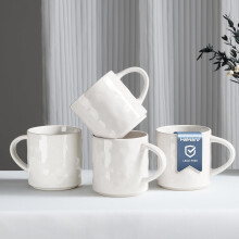 14oz Stoneware Coffee Mugs Set of 4, Speckled White Latte Mugs for Men/Women, Dishwasher & Microwave Safe