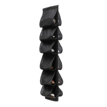 Hanging Shoe Organizer with 12 Large Pockets & Rotating Hanger – for Men's Shoes, Clothes, Travel – Black