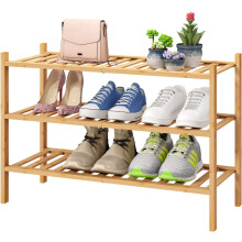 3-Tier Freestanding Bamboo Shoe Rack, Natural Sturdy Functional Shoe Organizer for Entryway & Closet