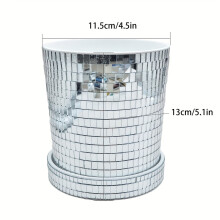 1pc Lightweight Classic Plaid Pattern Glass Mirror Disco Ball Planter Pot - Floor Mounted Rectangular Flower Container for Indoor and Outdoor Use
