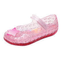 Girls Slippers Fashion Closed Toe Non- Soft Sole Star Jelly Princesses Shoes Toddler Breathable Indoor Slippers,Red,3.5-4 Years