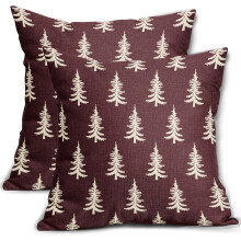 Capas de Almofada com Árvore de Natal Vermelhas Rústicas 18x18 (Conjunto de 2)