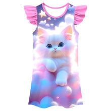 Child Girls Summer Dresses Casual Animal Print Sleeveless Play Dress For Toddler Kids Comfortable Loose Fit Sleeping Gown Daily Wear 7-8 Years