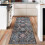Washable Runner Rug Boho Floral Non-Slip Black 2x6 ft 1