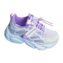 Girls Running Shoes 2025 Summer Mesh Sneakers for Kids, Lightweight & Breathable, Rubber Sole, Lace-Up – Purple, Size 13.5 Little Kid