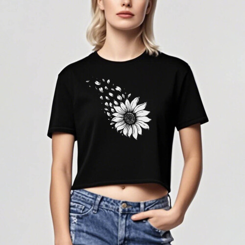 Γυναικείο Crop Top με Φλοράλ Στάμπα από Βαμβάκι XS-XL 1