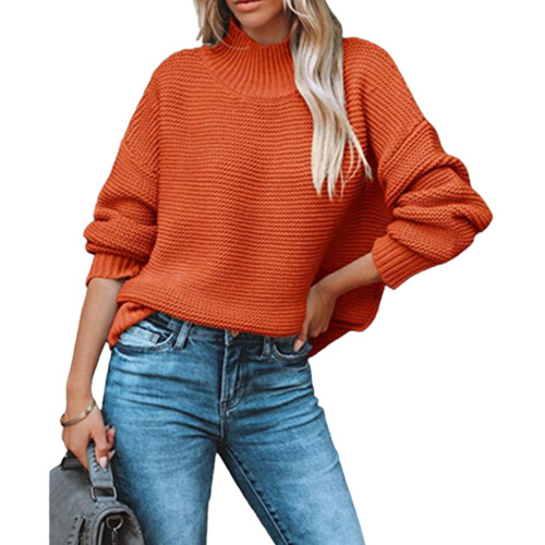 Dametrøjer Efterår Vinter Ensfarvet Rund Hals Casual Pullover Uld Striktrøje 1