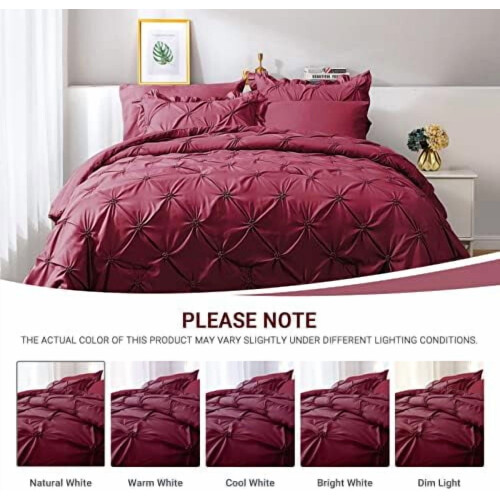 Dark Red Cal King Comforter Set with Pintuck Design 7-Piece 1
