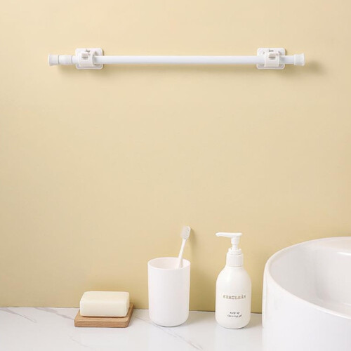 Shower Curtain Rod,Adjustable Shower Curtain Rods Spring Tension,Rustproof and Extendable Shower Rods,White 1