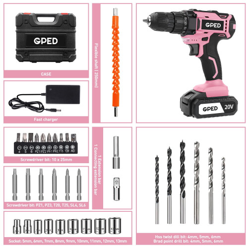 20V Cordless Power Drill Kit with 1500mAh Battery 1