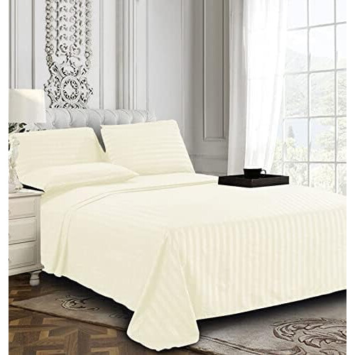 Σετ σεντόνια Damask με ρίγες, 1500 κλωστών, 6 τεμαχίων, California King, Ivory – Μαλακά, Ανθεκτικά 2