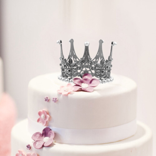 Mini Crown for Cake Topper Silver Alloy 1Pack 2
