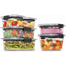 Recipientes para almacenar alimentos Brilliance redondos y rectangulares a prueba de fugas, juego de 12 piezas.