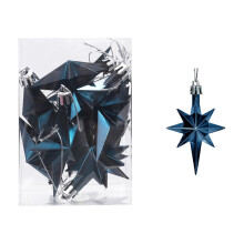12pcs Dark Blue Bethlehem Star Christmas Ornaments, 3.14", Plastic Hanging Tree Decor – Compatible with Xmas Trees