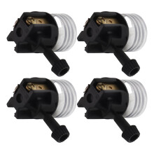 Lot de 4 douilles rondes en plastique pour ampoules, destinées à un système de surveillance dans un garage ou un atelier.
