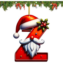 26 décorations de Noël en forme de lettre AZ, motif bonnet de Père Noël, initiale personnalisée avec bonnet rouge, décoration alphabet à faire