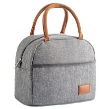 Grands sacs à lunch isothermes pour adultes – Tissu Oxford + Feuille d'aluminium, Fermeture éclair, Gris et marron, Plusieurs tailles, Compatible
