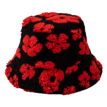 Gorro de invierno cálido y afelpado, de piel sintética con flores de margarita y borrego, estilo pescador, para mujer.