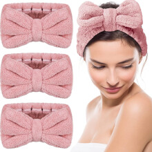 3-teiliges Set: Stirnband zum Waschen, Schminken, Spa, Frottee, Haarbänder, Mikrofaser-Schleifenstirnbänder, verstellbares Stirnband für Dusche