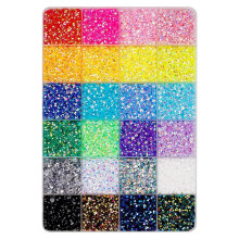 Kit de diamantes de imitación de resina en gelatina para decorar, colores mixtos de base plana, paquete a granel de 24 cuadrículas para