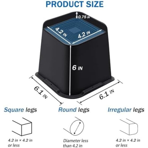 Elevadores de cama de 15 cm (6 polegadas) para serviço pesado, elevadores de móveis para cama, escrivaninha, mesa, sofá, elevadores de cama 1