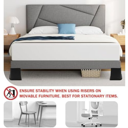 Elevadores de cama de 15 cm (6 polegadas) para serviço pesado, elevadores de móveis para cama, escrivaninha, mesa, sofá, elevadores de cama 2