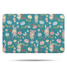 Pioneer Flower Badezimmerteppich mit Blumenmuster, rutschfeste Mikrofasermatte mit Gummirückseite, weiche 43 x 69 cm große Bodenmatte für