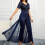 Dame V-hals jumpsuit - Polyester festkjole til afslappet, bryllup og dans 1