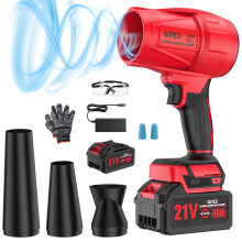 Draadloze mini-bladblazer met 2 x 4,0 Ah accu's en oplader, lichtgewicht handmodel voor gazon, terras, stof en sneeuw (rood)