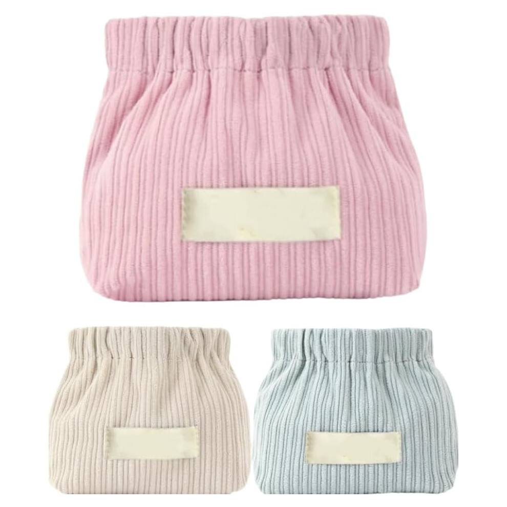 Corduroy hair tie organizer and makeup pouch with snap