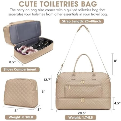 Γυναικεία τσάντα ταξιδιού Duffle – Χειρός Σαββατοκύριακου με θήκη για παπούτσια, 1