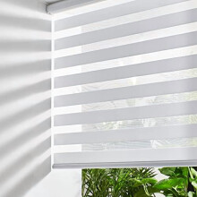 Cordless Zebra Blinds 22.5"x64", Free-Stop Light-Filtering Dual-Layer Sheer Shades for Day/Night, White