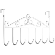 Porte-manteaux à suspendre à la porte avec 7 crochets antirouille, blanc – Compatible avec les portes standard
