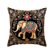 Kussenhoes met olifantenprint, Boheemse stijl, polyester, 18x18 inch