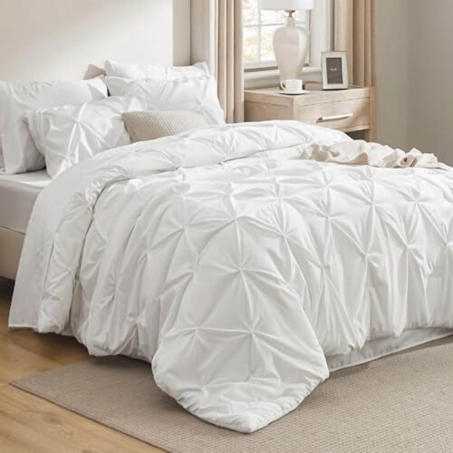 Queen White Comforter Set 7-Piece All-Season