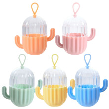 Lot de 5 boîtes de rangement pour éponges à maquillage en forme de cactus orange, résistantes à la poussière et faciles à transporter.