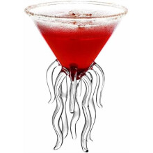 Juego de copas de martini con forma de pulpo: cristalería creativa para cócteles, copas de bar para martinis, cócteles, licores y para el hogar (2