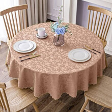 Tan Vinyl Tablecloth Round 70 in