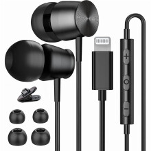 ZLCLightning Headphones for iPhone 13/14/12 Pro Max, MFi Certified, with Mic, Noise Isolation, Stereo Bass – Wired Earphones for iPhone 11/XR/SE
