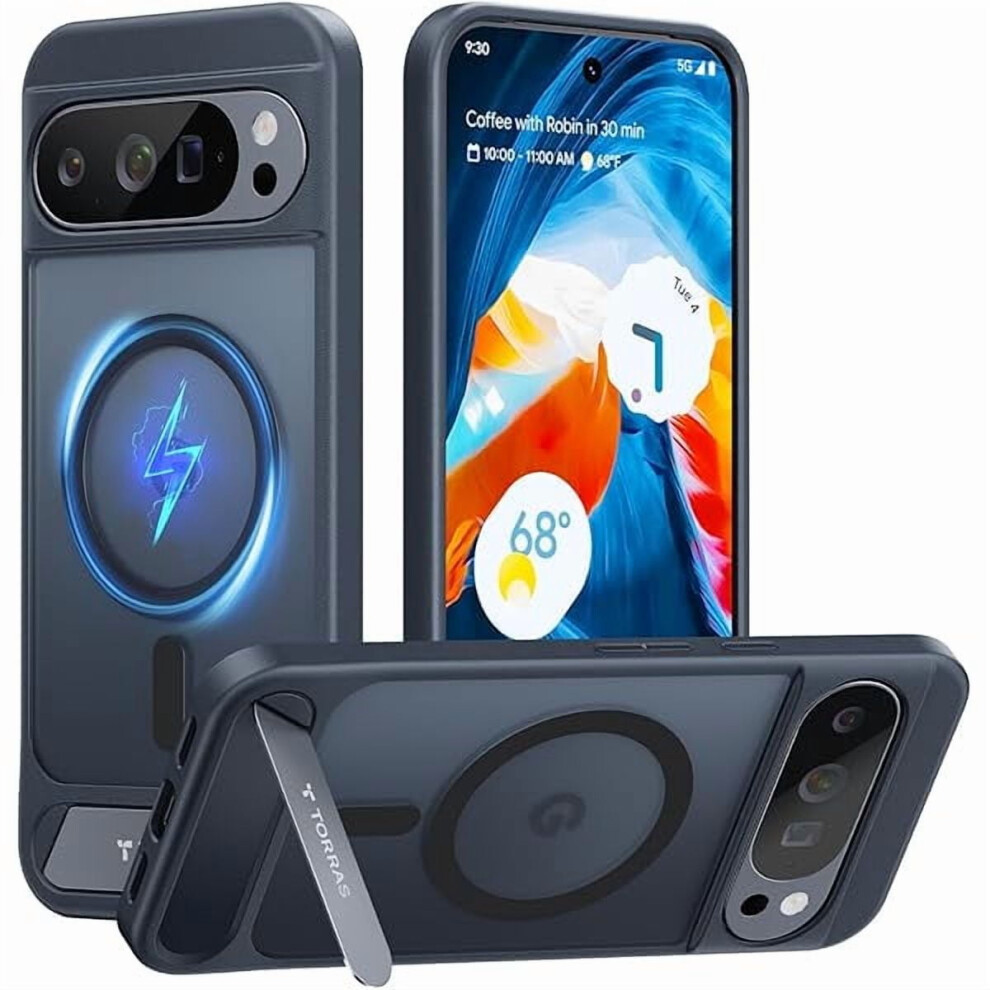 Magnetic Stand Case For Google Pixel 10/10 Pro, Compatible With Magsafe & Pixelsnap, Mil-Grade, Slim Translucent Black 9340258202667