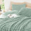 King Size Fluffy Comforter Set Sage Green 3-Piece 3
