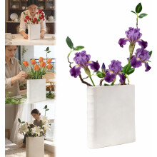 White Book-Shaped Vase 6.2x7.7in