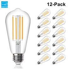 Vintage LED-lampen 60W equivalent, dimbaar Edison ST58, E26 fitting, 2700K warm wit, 8W 800LM, 80+ CRI, helder glas, 12 stuks