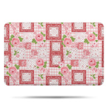 Badezimmerteppich mit Blumenmuster „Pioneer Flower“, rutschfeste Mikrofasermatte mit Gummirückseite, 43 x 69 cm