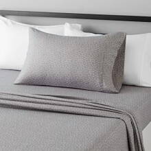 Ensemble de draps 3 pièces en microfibre légère et infroissable, poches profondes de 35,5 cm, taille simple, motif flèches grises – Convient